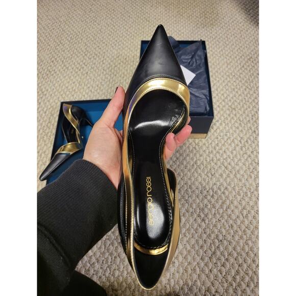 sergio rossi Size 37 1/2 Black And Gold Pump - Picture 11 of 11